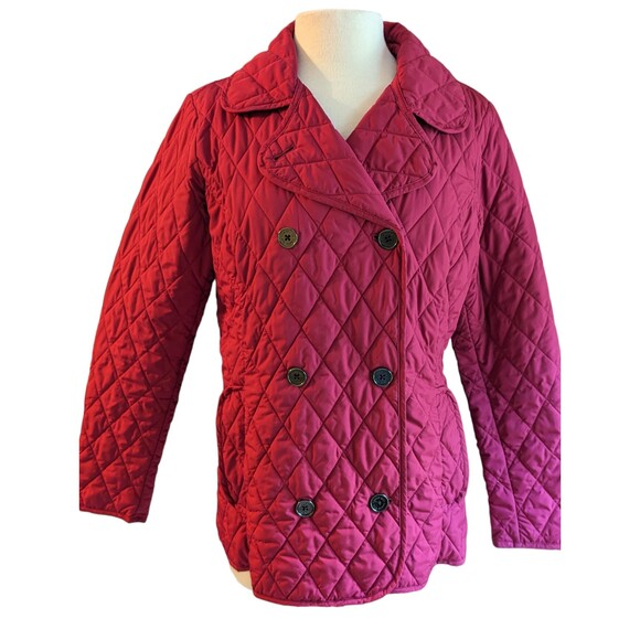 Lands' End Women's Red Double Breasted Quilted Peacoat Jacket Coat Size Medium - Picture 1 of 8
